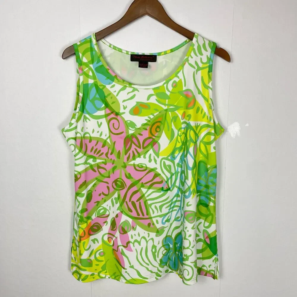 Pleats Collection | Bright Neon Green & Pink Floral Lace Sheer Jacket Tank Set